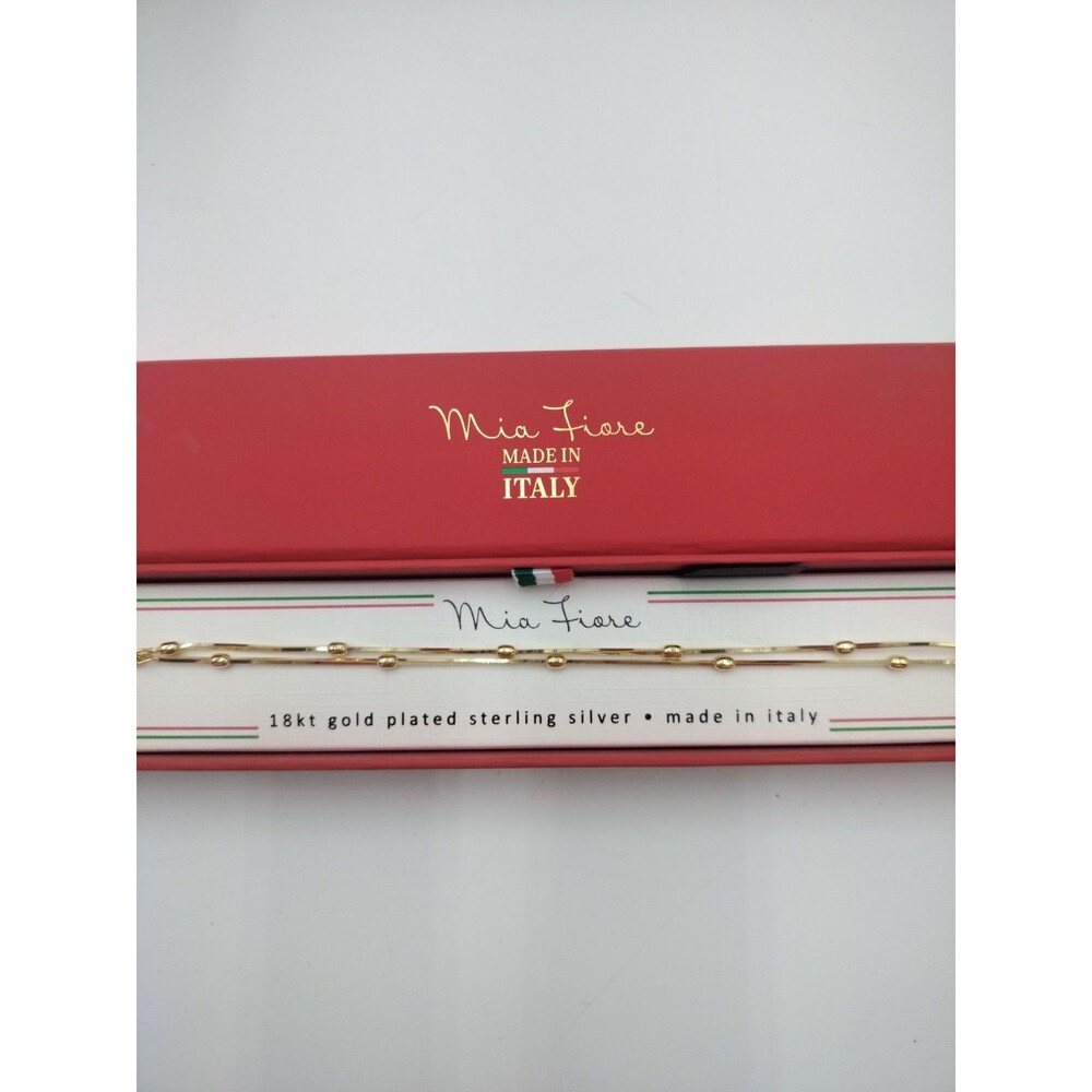 Mia Fiore Women's 18 KT Gold Plated Sterling Silver Bracelet 2 Chain Italy Made